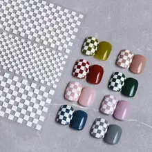 

Exquisite Self-adhesive Black White Checkerboard Manicure Sticker for Women