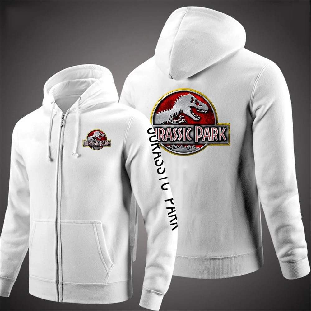 2023 New Men Jurassic Park Spring and Autumn Popular Streetwear Top Casual Comfortable Solid Color Zipper Pullover Printing Coat