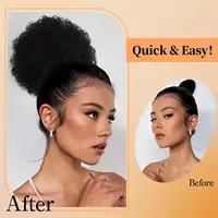 Grande queue de cheval synthétique Afro bouffante avec cordon de serrage, postiche crépue bouclée avec Clips dans les Extensions Updo pour femmes noires 5