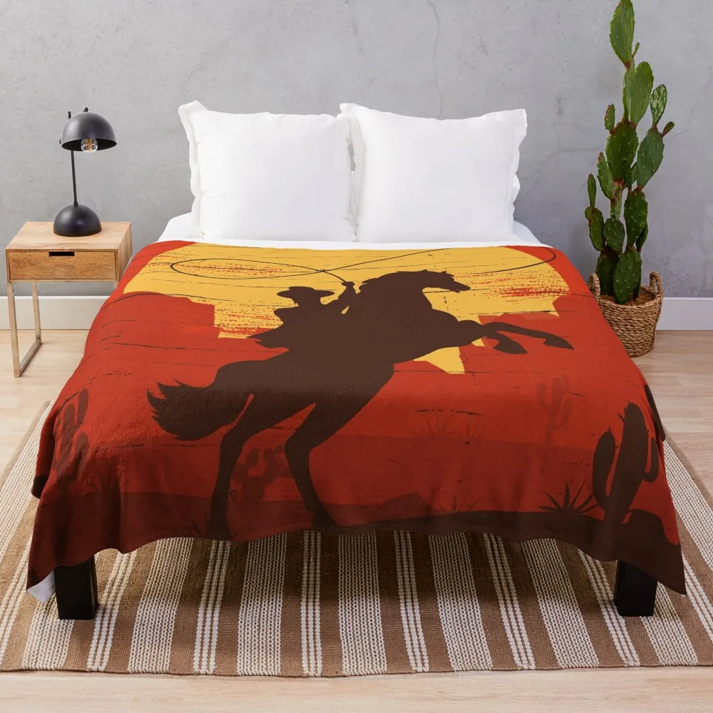 

Cowboys of the Wild West - Riding Solo Throw Blanket Soft Plush Plaid Multi-Purpose Blankets