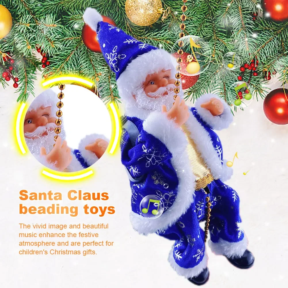 Christmas Climbing Santa Claus Doll with Music Electric Pendant Santa Claus Toy Hanging Beads for Children Xmas Gift