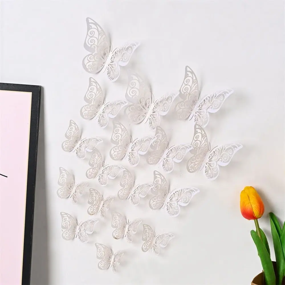 3d Stickers 3d Wall Stickers Butterfly Wall Decor 12Pcs 3D Butterfly Wall Stickers Hollow Butterflies Decals Butterflies Wall Art Decor For Wedding Party Home Decoration Stickers