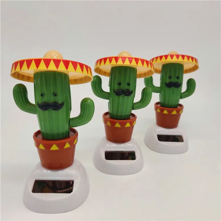 Creative Cute Solar Cactus Swing Dancing Toys Cartoon Flip Flap Toy Shaking Moving Home Car Desk Decor Ornament Gift 1pcs