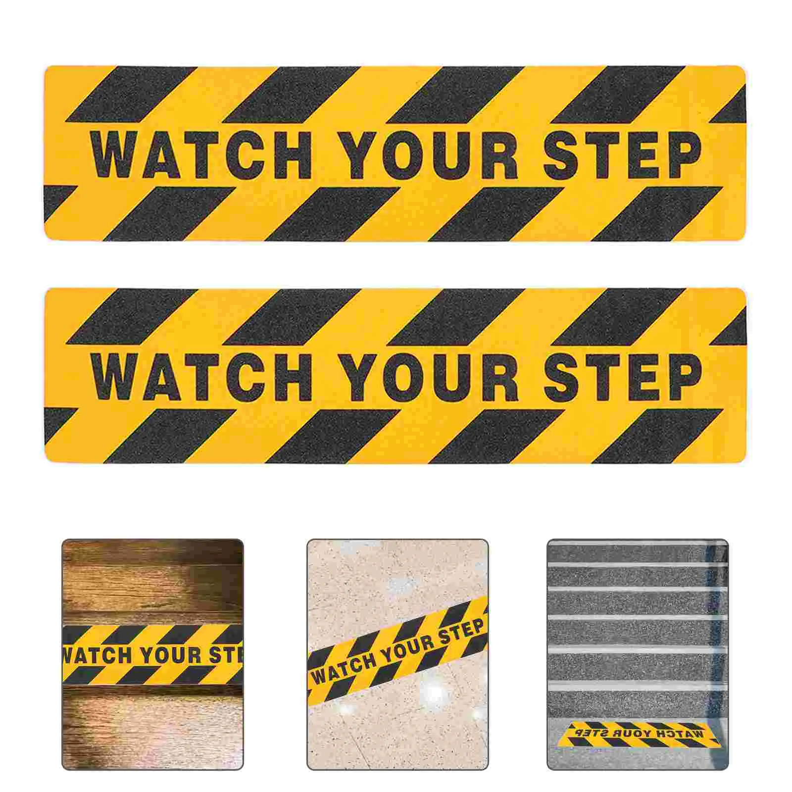 

2Pcs Watch Your Step Floor Decals Warning Stickers Useful Adhesive Tapes