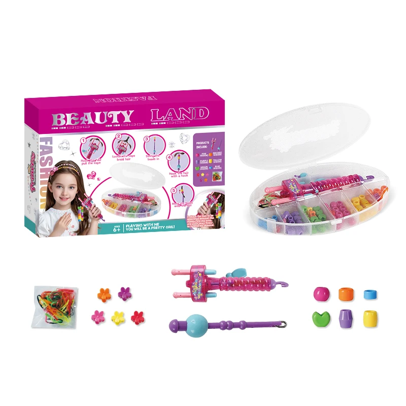 DIY Hair Braid Kit for Kids with Plastic Beads and Accessories