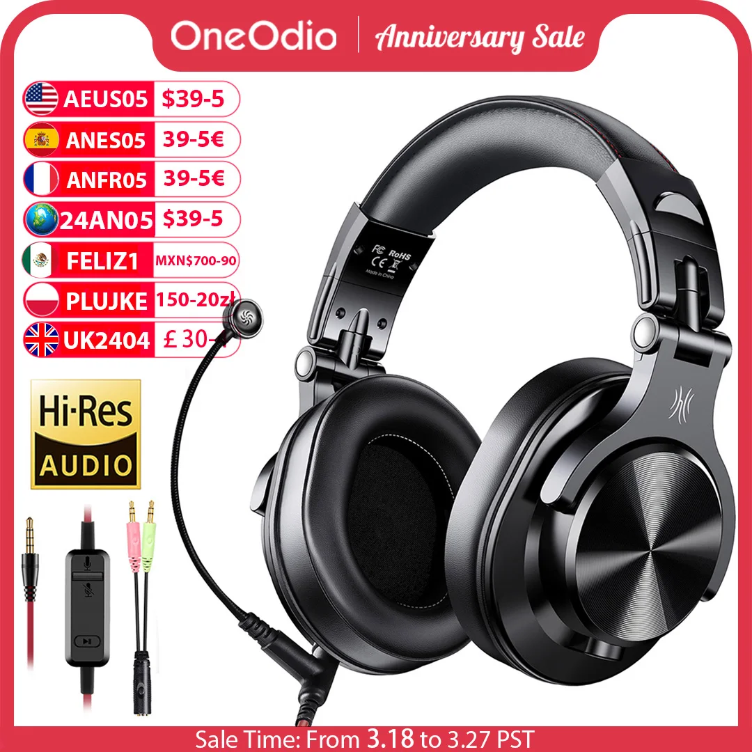 Oneodio A71 Gaming Headset Studio DJ Headphones Stereo Over Ear Wired  Headphone Hi-Res With Microphone For PC PS4 Xbox One Gamer - AliExpress