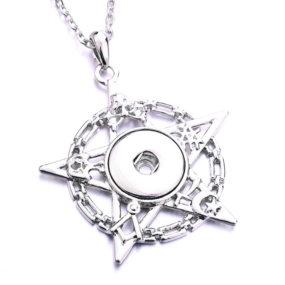 10pcs Metal Star Heart Snap Necklaces Fit 18mm Snap Buttons Jewelry Snap Button Necklace