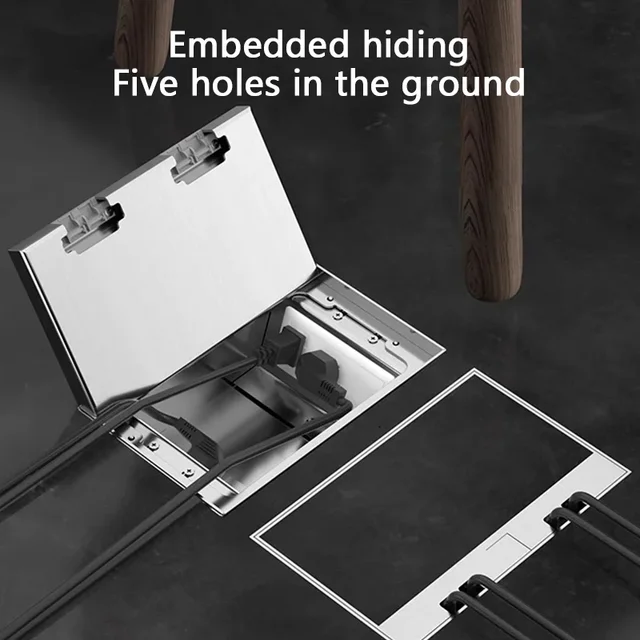 Hidden Inlaid Floor Socket: Ultra-thin Embedded Design Accommodating Multiple USB and EU FR UN US AC Power Outlets 130MM X 200MM 1