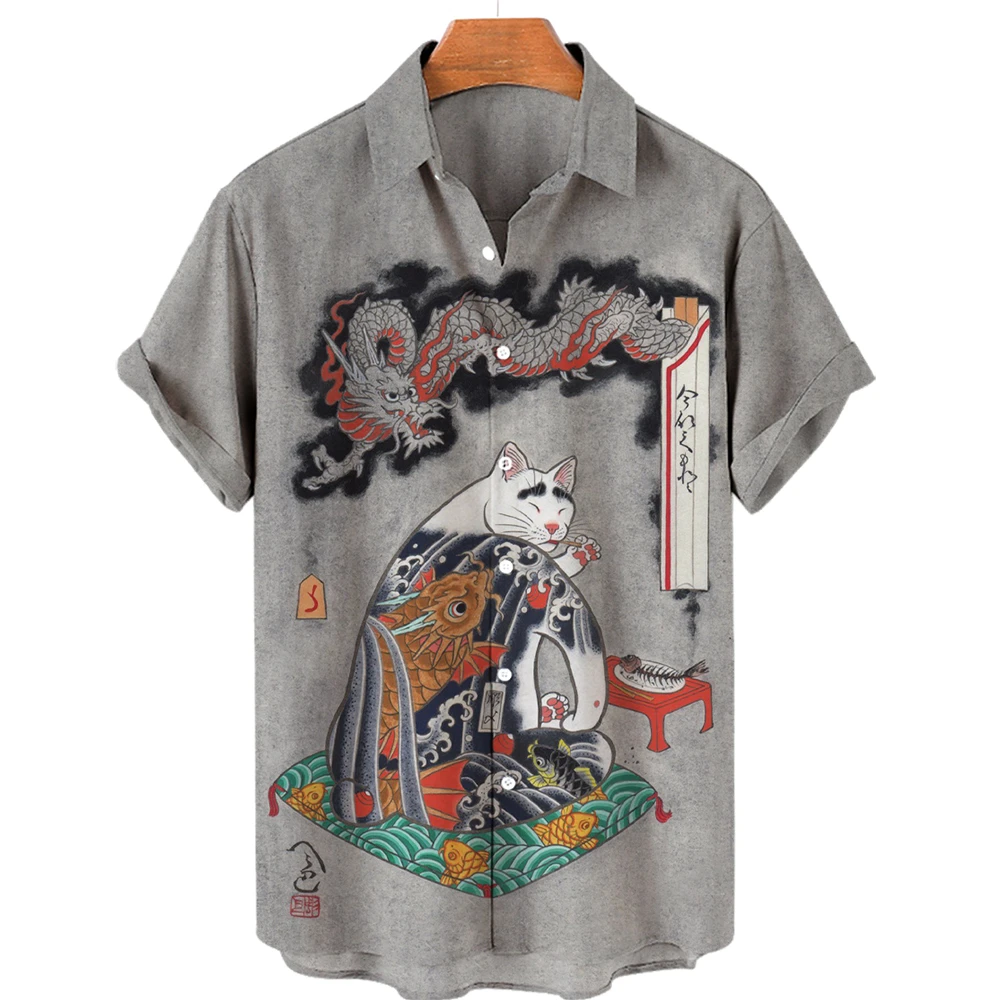 

2023 Summer Oversized Hawaiian High Quality Shirt Mens Designer Clothes Sailor Moon Streetwear Beach Mermaid Tunic Short Sleeve
