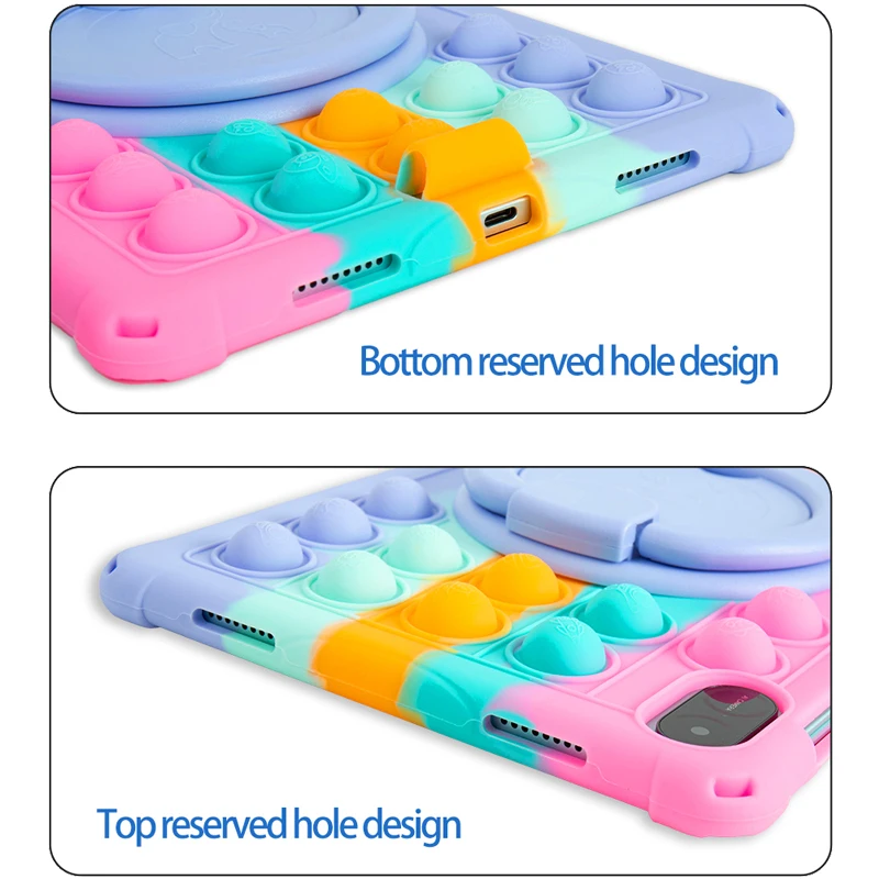 Silicon Bubble Tablet Case with Hand Ring Stand - Enhanced Protection and Comfort