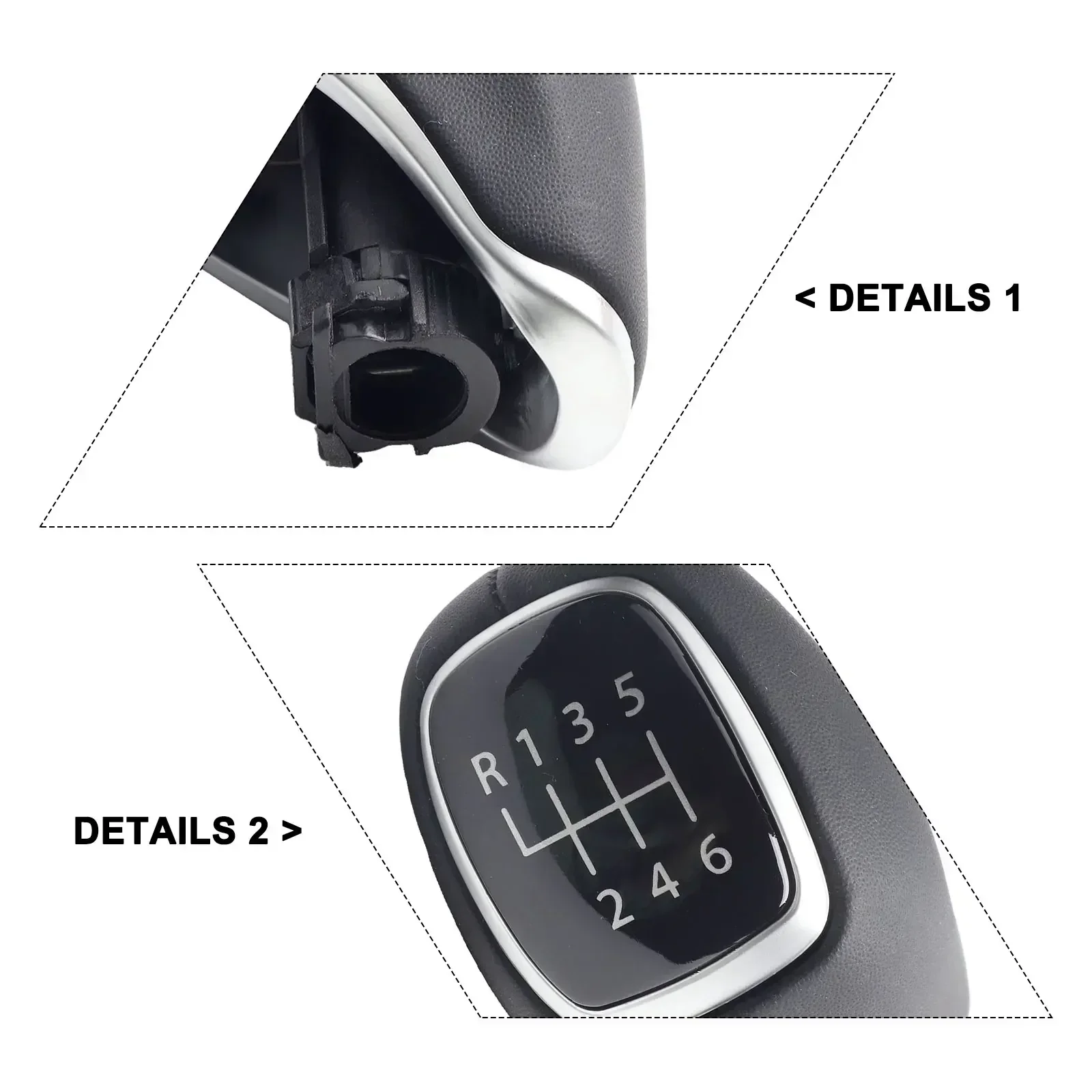 Pommeau De Levier De Vitesse En Cuir Chromé 6 Vitesses - Pour Hyundai I30 Et Ix35 - Référence 2842231696