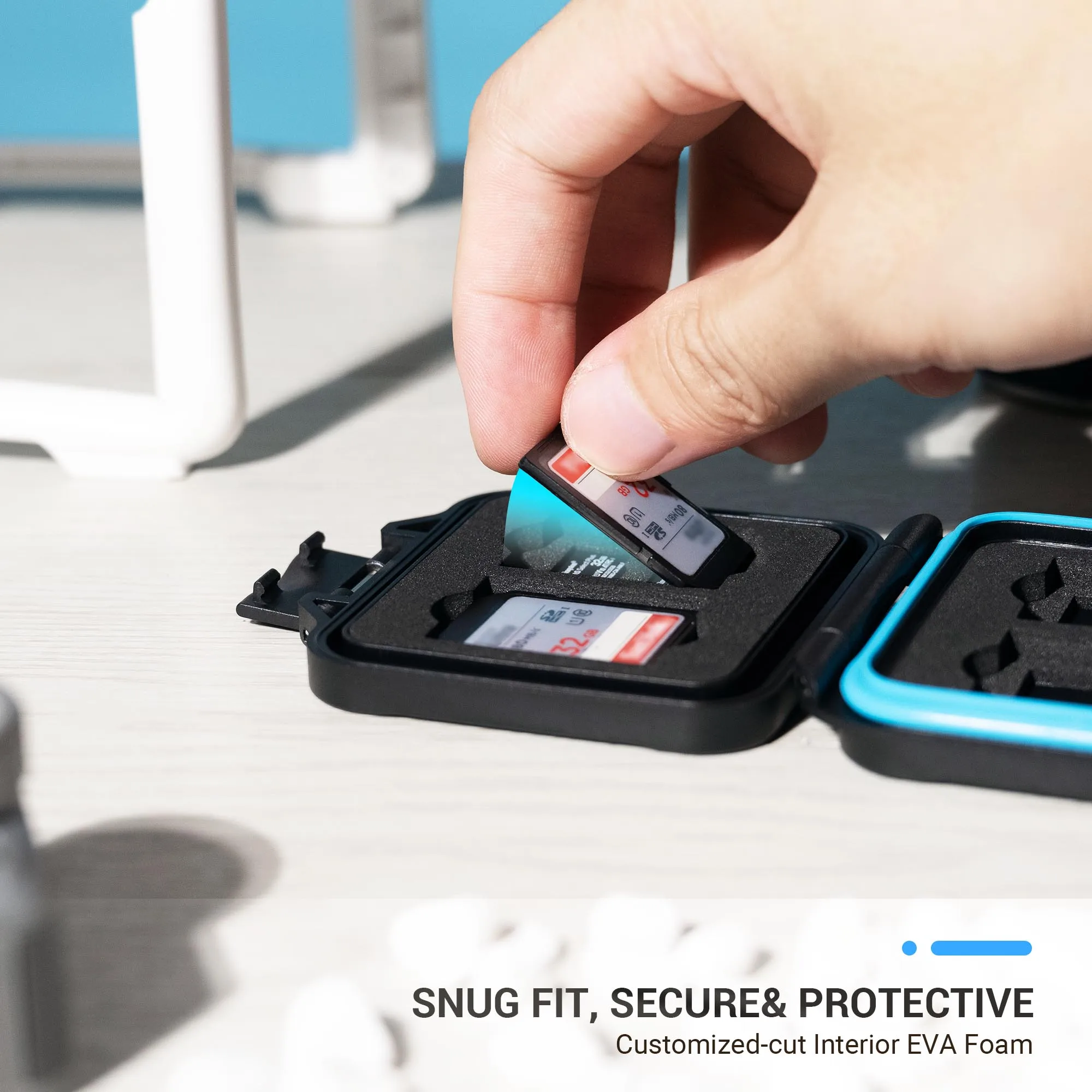 Jjc-waterproof Memory Card Storage Box Titular do Cartão de Memória Micro sd Case Shockproof Eva Foam Pad Hard Shell Microsd - Imagem 4