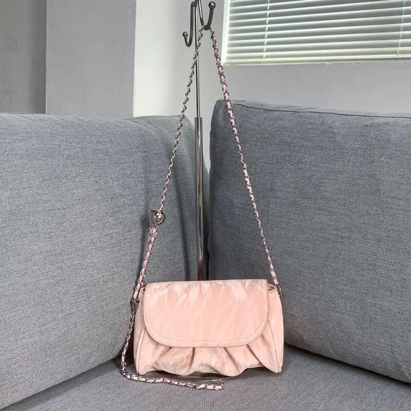 JIAREDI Sweet Pink Chain Crossbody Bags Women Women Fashionable Cloud Handbag Messenger Bag Ladies 2025 New Shoulder Bags Y2k