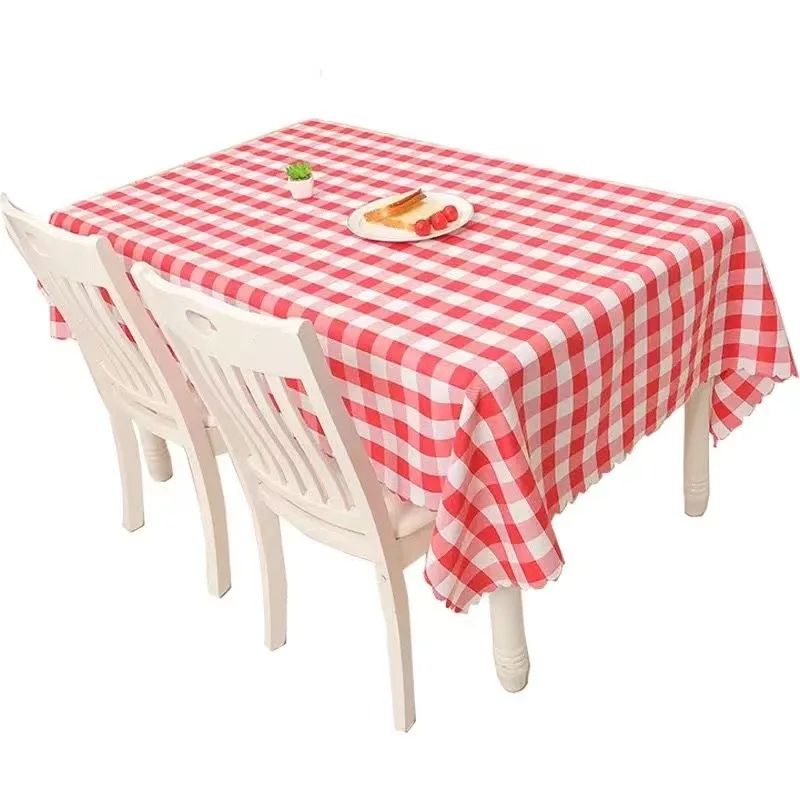 

Checkered Pattern Tablecloth Cotton Linen Dining Use Dust-Proof Table Cover Party Wedding Decor