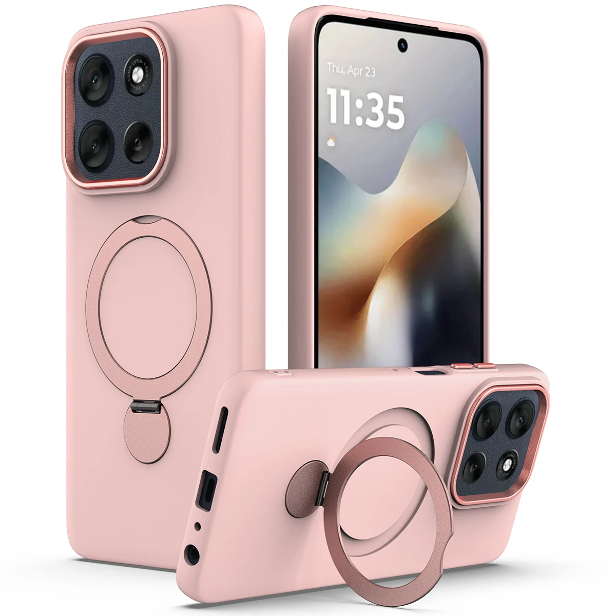 Skin-Friendly Fabric Case with Iron Ring Holder - Anti-Fall Protection Cover