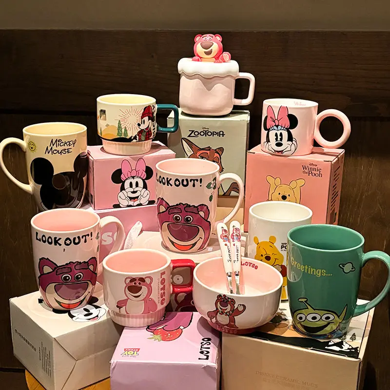 

Disney Mickey Minnie Ceramic Tea Cup Breakfast Milk Cup Donald Duck Winnie the Pooh Cute Cartoon Coffee Cup Mug Creative Gift