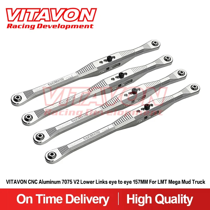 

VITAVON CNC Aluminum 7075 V2 Longer Lower Links Set eye to eye 157MM For LMT Mega Mud Truck