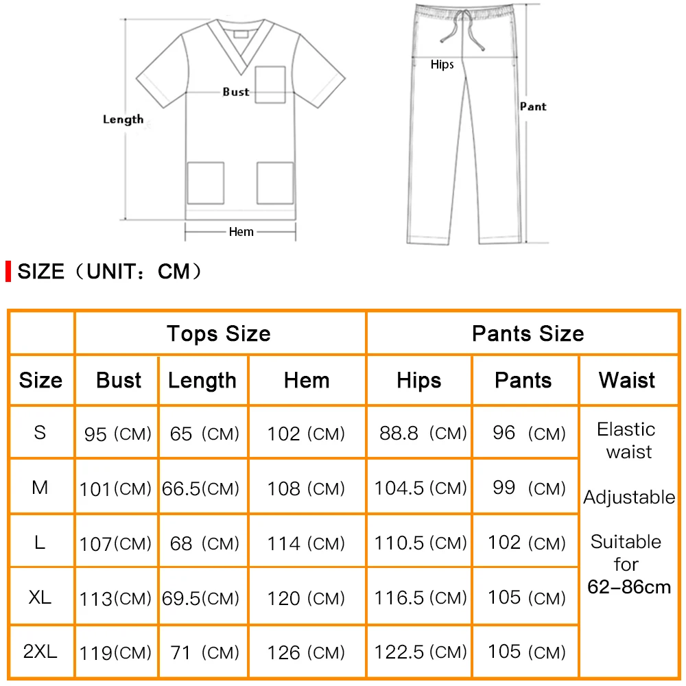 Medical Scrubs Set Uniform Nurse Workwear Surgical Nursing Top and Jogging Pant Women Men Solid Color Dental Clinic medical uniform