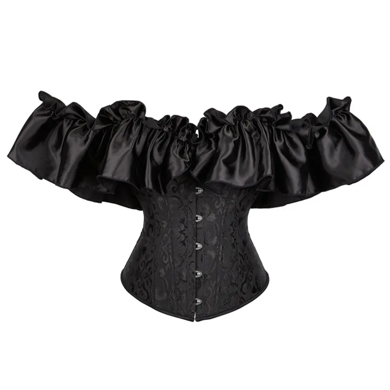 

Strapless Overbust Corset Vintage Party Bustiers Women Sexy Top Off The Shoulder Sleeve Black Bodice Victorian Shaping Corselet