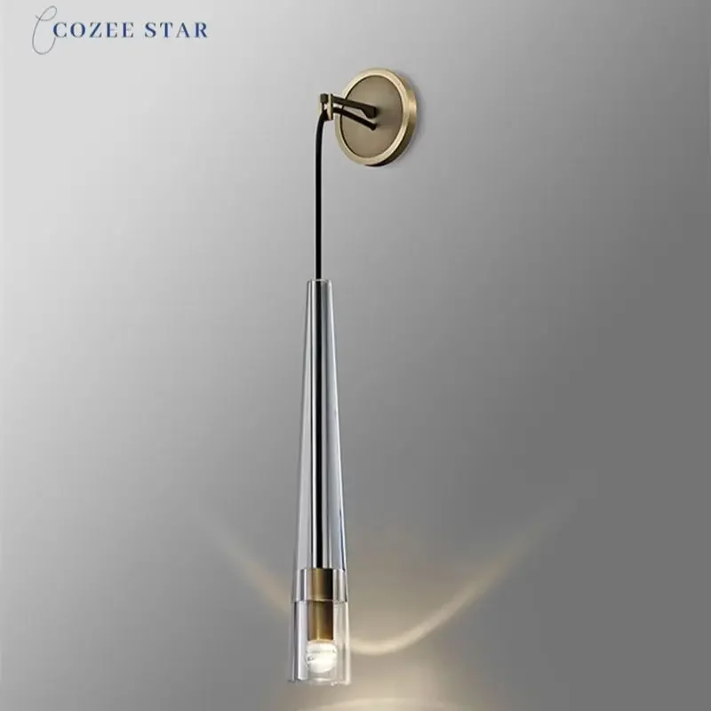 

Luxury LED Wall Lamps Modern Copper Crystal Wall Sconce Home Decoration Bedroom Living Room Study Indoor Lighting Fixture