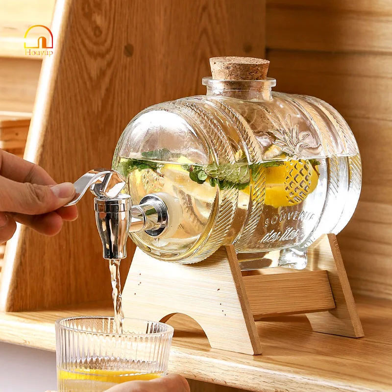 4L Glass Jar Party Juice Dispenser Glass Drink Beverage Dispenser with Tap  and Stand - AliExpress