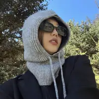 Women Winter One-Piece Beanie Hats Knit Balaclavas Neck Warmer Scarf Outdoor Women's Head Hood Bonnet Ear Protection Beanies Cap