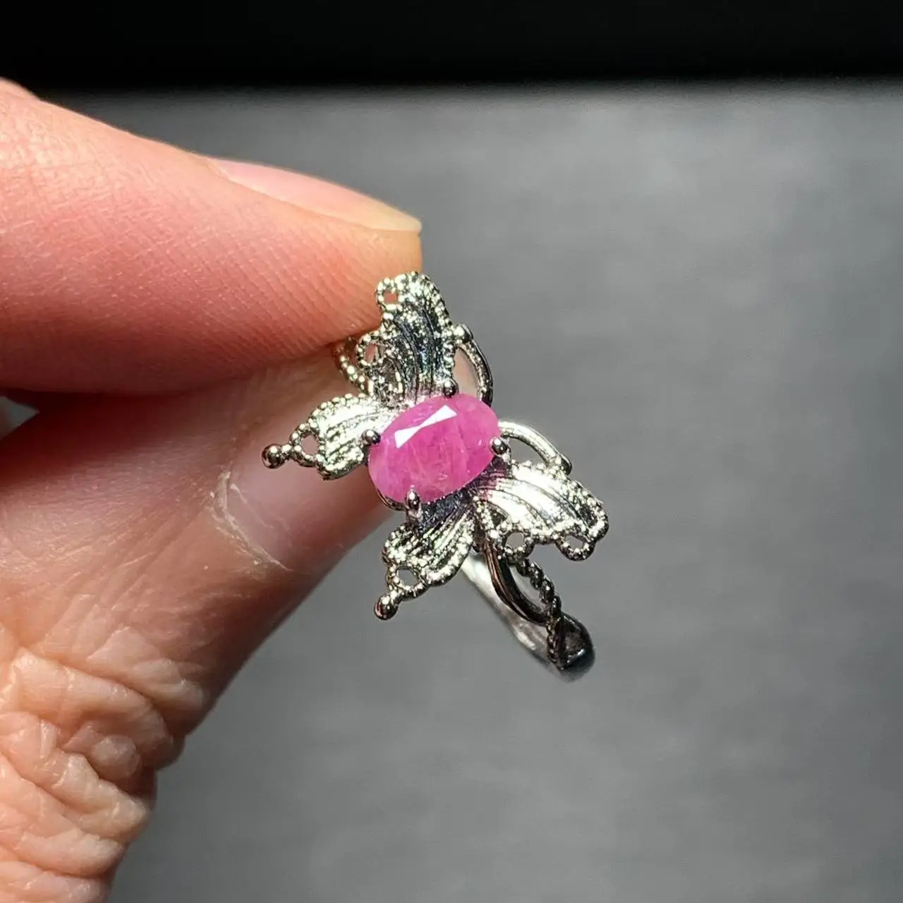 5*3 MM Natural Ruby Ring Adjustable Female Classic Ring Jewelry for Women Gift Wholesale High Quality Vintage Fine