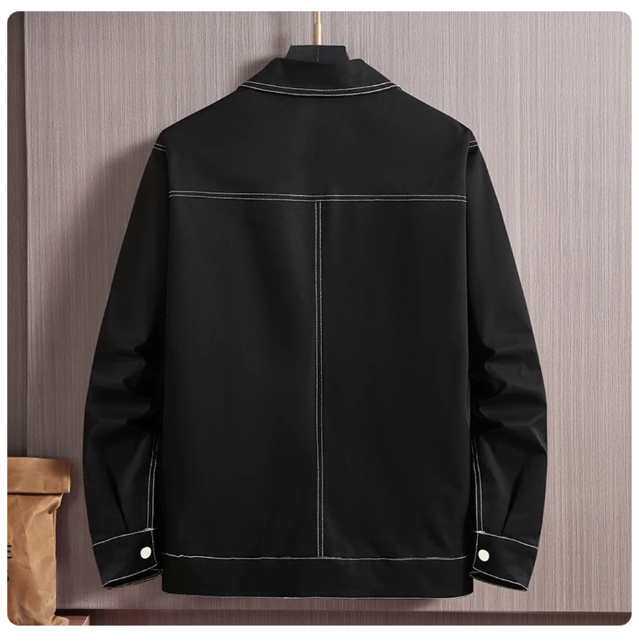 Description Picture 3 of item10XL Plus Size Jacket Men Big Size Coat Autumn Spring Jackets Coats Line Design Fashion Causal Loose Jacket 8XL 10XL