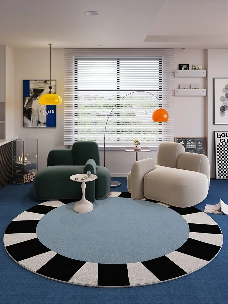 Round Living Room Carpet Retro Geometric Bedroom Soft Rug Large Area Home Decoration High-end Sofa Coffee Table Floor Mats Ковер