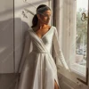 Simplicity Long Sleeves Women Wedding Dresses Popular A-Line Bridal Gowns Elegant Plus Size Princess Ball Vestidos De Novia 2025 3