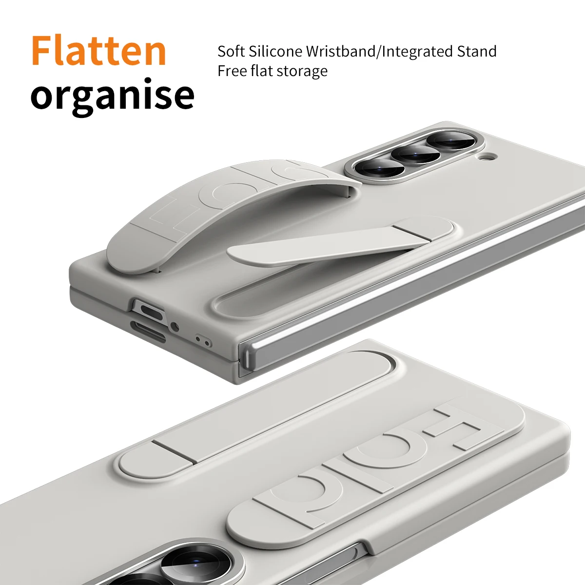 Custodia rigida in PC con retro in vetro satinato per Samsung Galaxy Z Fold 6 con pellicola in vetro per schermo, cinturino da polso, anello e supporto per telefono_voghion.com