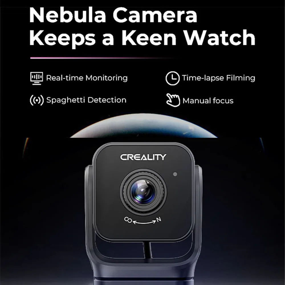 Creality mlhovina kamera 1080P HD USB 24-hour monitoring time-lapse filming špagety detekce manuál ostření USB noc vidění