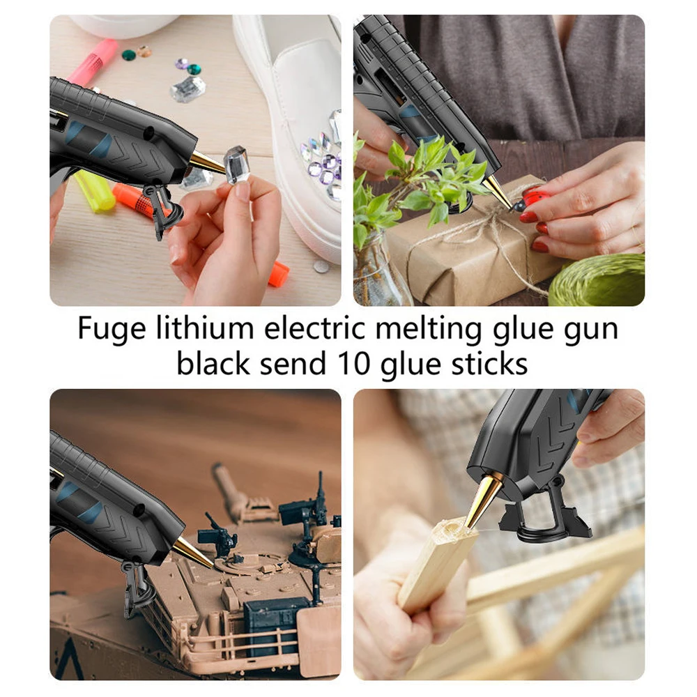 Portable Hot Melt Glue Gun Kit 40 Watt Cordless Hot Melt Glue Gun Kit with 2 Hot Glue Sticks Rechargeable Glue Soldering Gun 5