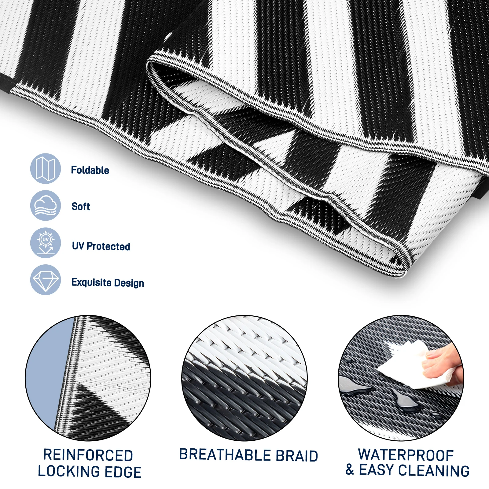 Outdoor Rug for Patio Clearance,Waterproof Mat,Reversible Mats, Modern Area Rug for RV,