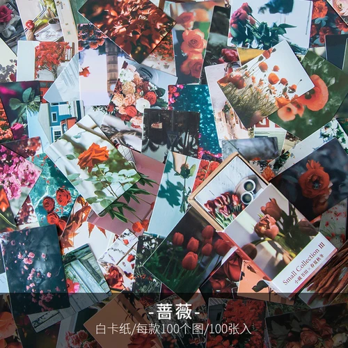 100 pçs primavera verão outono inverno papel kraft mini cartão ins flor cartão postal carta envelope decoração cartões lomo