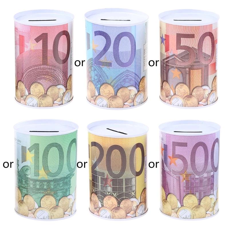 Creative Piggy Bank Metal Cylinder Money Box Tinplate Round Coins For CASE Gift Euro Dollar Shaped Home Table De