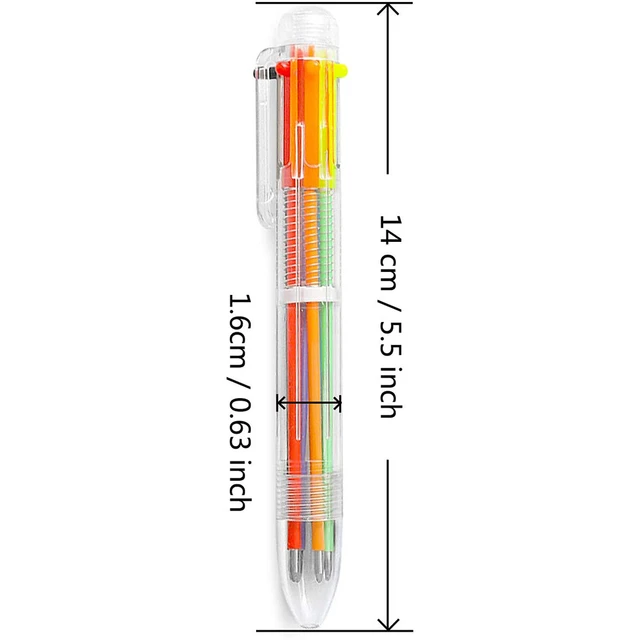 Multicolor Ballpoint Pen, 6-in-1 Transparent Barrel Ballpoint Pen