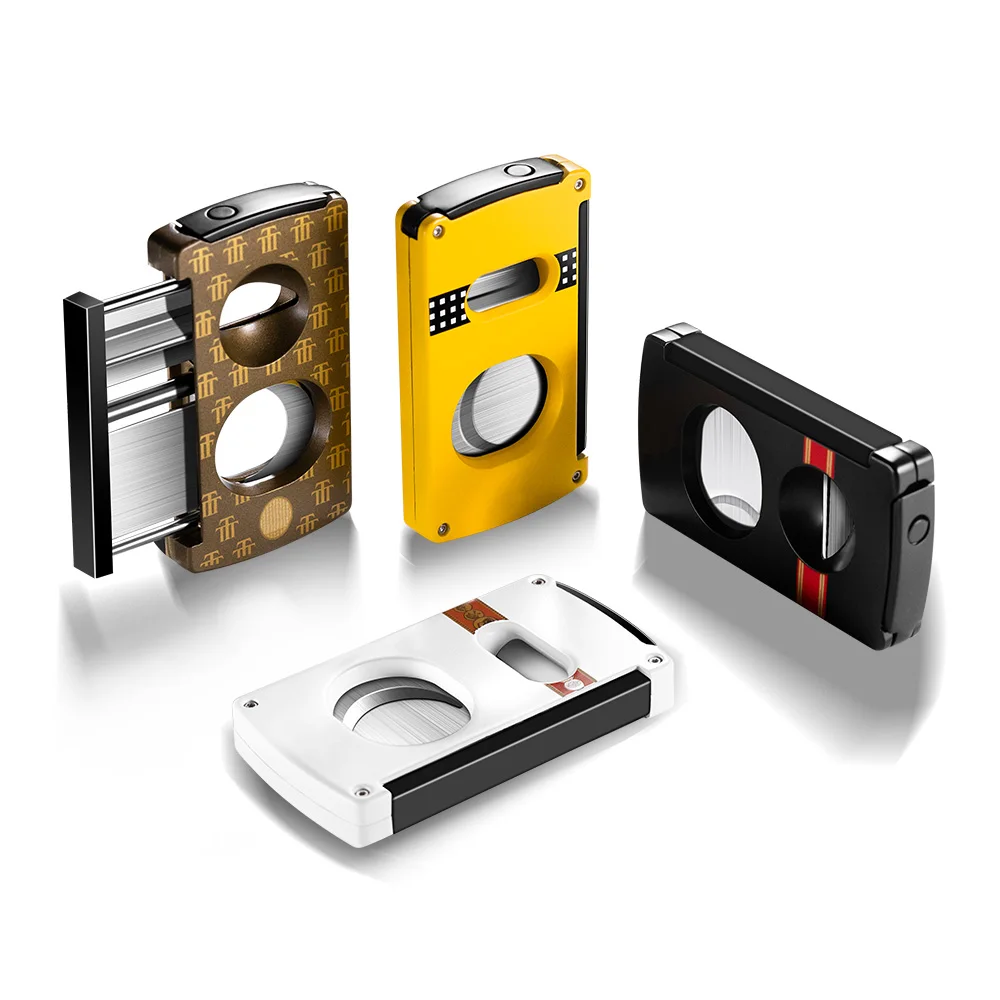 3 in 1 Portable Travel Cigar Cutter V Shape Scissor Cigar Drill Stainless Steel Blade Smoking Accessory with Gift Box CLE-22CAE2 2