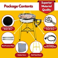 Pan Burner & Stand Set 12 Servings - Dual Propane - 18-Inch Steel Pan  Portable Gas Stove  Wok, Pots, Cast Iron  Ideal 2