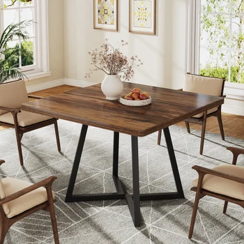 Tavolo da pranzo quadrato Tribesigns per 4, tavolo da pranzo industriale da 31,5" con base in metallo, tavolo da cucina in legno per sala da pranzo 1