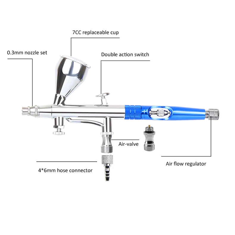 dupla ação caneta airbrush substituir copo fluxo