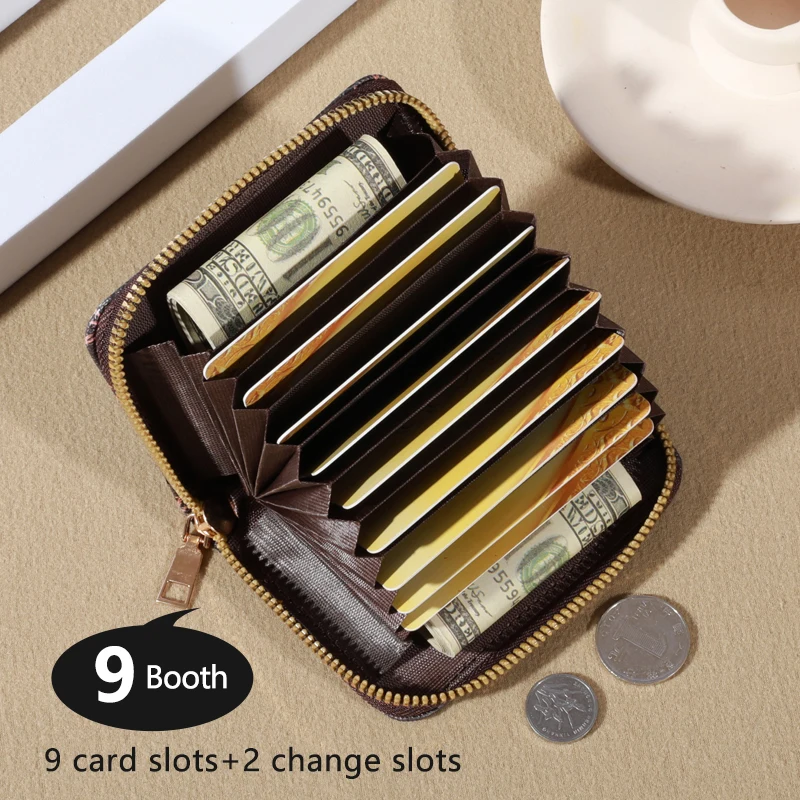 Reiß verschluss um Kreditkarten halter, Mini bedruckte Clutch-Geldbörse, tragbare Karten brieftasche mit mehreren Karten fächern – Detail 8
