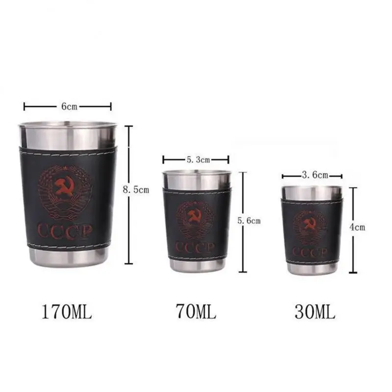 4pcs 30ml/70ml/170ml Outdoor Camping Cup Tableware Travel Cups Set Stainless Steel Cover Mug Drinking Coffee Tea Beer With Case images - 6