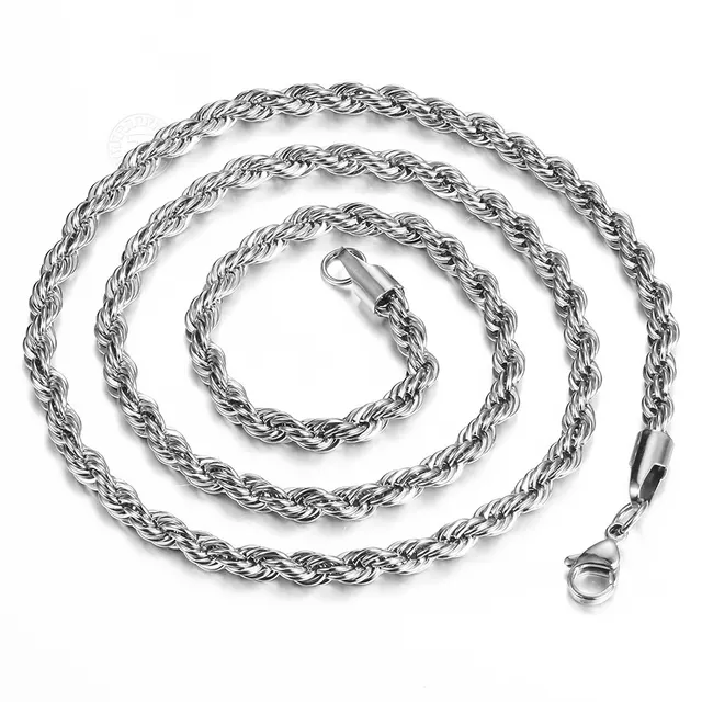 Stainless Steel Twisted Rope Chain Necklace for Men Women 16-30inch - Image 4