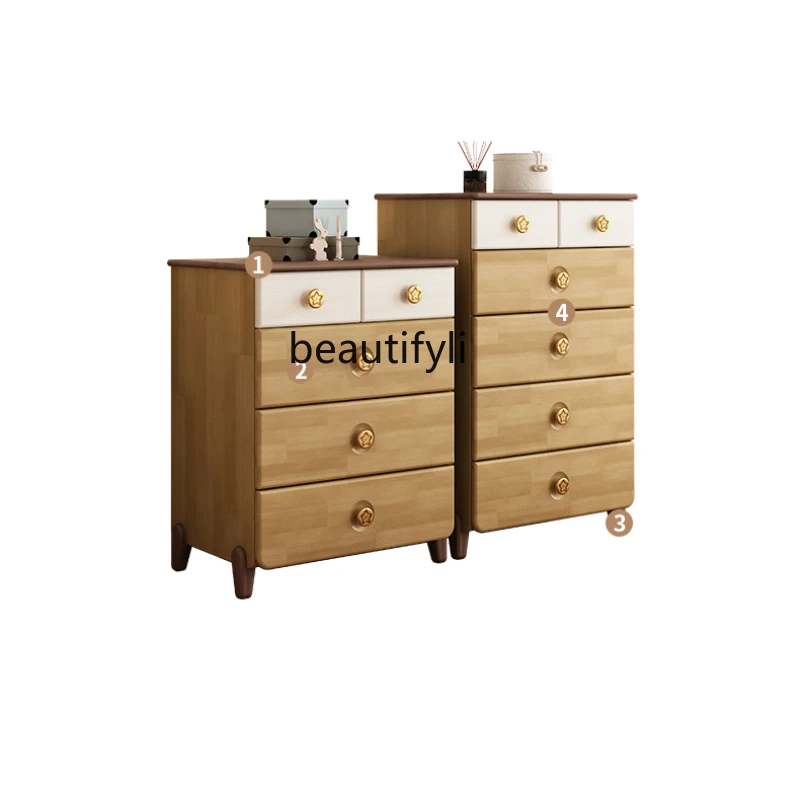 

American-Style Solid Wood Chest of Drawers Small Cabinet Floor-Type Small Locker Household Bedroom Drawer Storage Cabinet