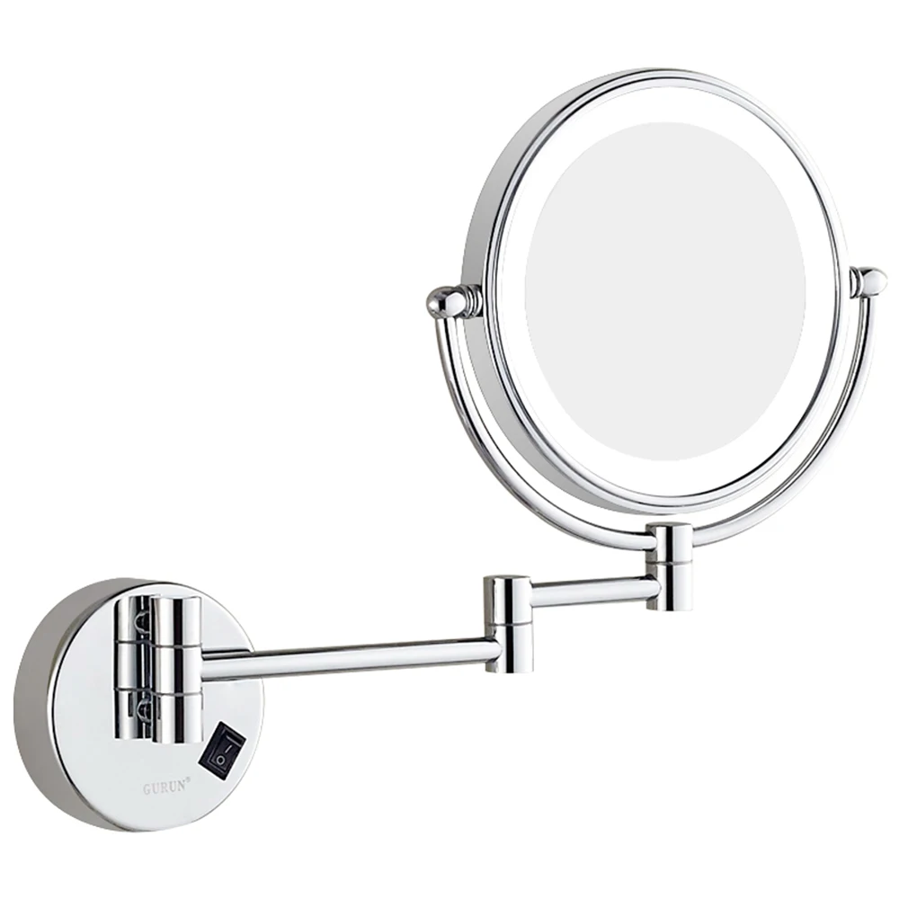 

GURUN 8-Inch Chrome 360 Rotate Wall Mounte LED Lighted Wall Mounted Vanity Makeup Mirrors With 3/5/7/10X Magnificating Bathroom