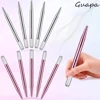 Silver Pink Microblading Pen Permanent Makeup Handle Manual Microblade Tool with 5pcs Nano 18U Blade for