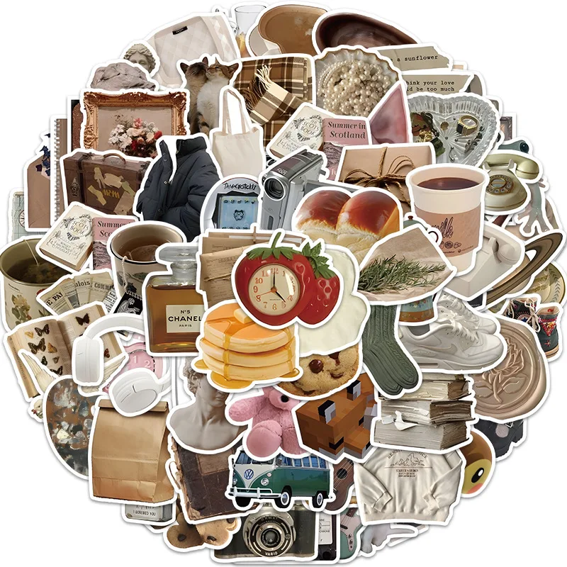 

10/50/120Pcs Cartoon Vintage INS Style Sticker Aesthetic Graffiti Decals Decoration Notebook Phone Guitar Fridge Stickers Toys
