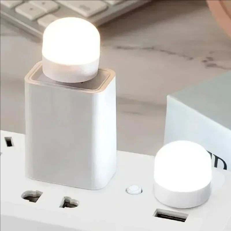 50/1PCS USB Night Light Mini LED Night Light USB Plug Lamp Power Bank Charging Book Lights Round Reading Eye Protection Lamp