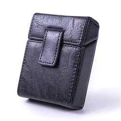 Premium PU Leather Cigarette Case with Lighter Pocket - Personalized Men's Smoking Accessory (Black)